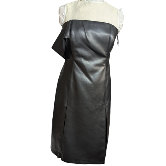 ISRAELLA KOBLA Simphi One-Shoulder Faux Leather Dress Black ...Size 14 - Picture 5 of 11